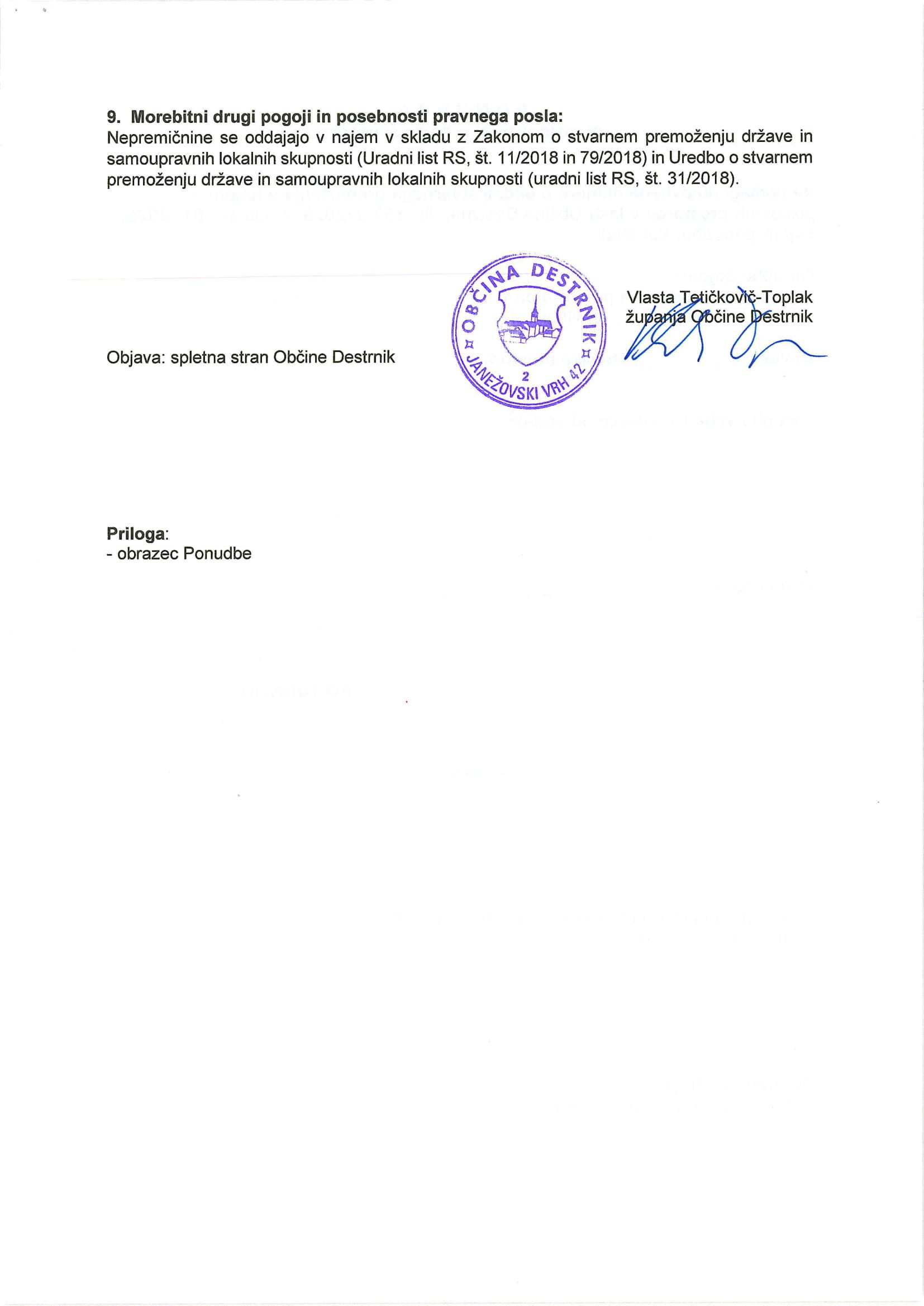 Namera o sklenitvi neposrednih pogodb o oddaji poslovnih prostorov v najem-3